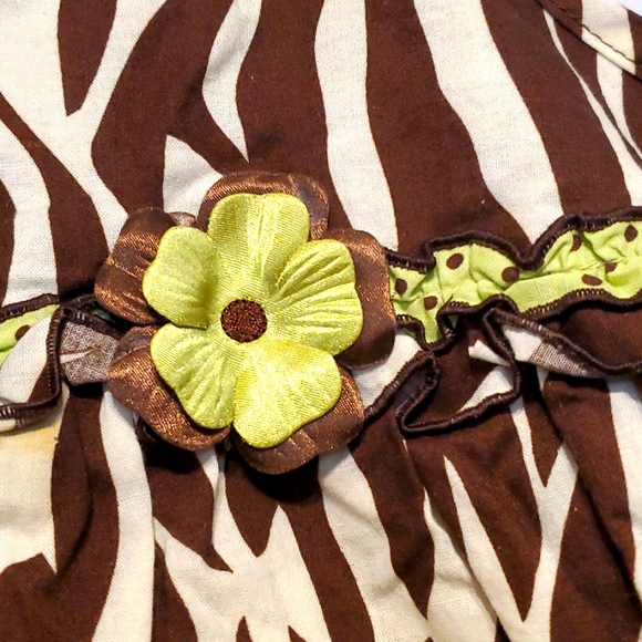 Girls dress, Brown, white, florescent green yellow colors size 8 - Picture 3 of 7